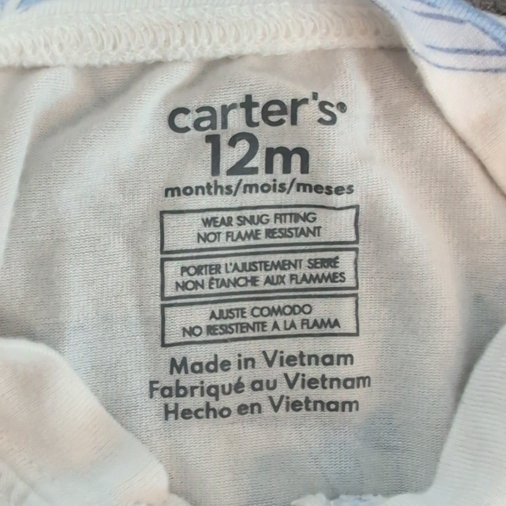 Carter's 12 Month Baby Whale Print Zip-Up PurelySoft Sleep & Play Pajamas - Picture 7 of 7